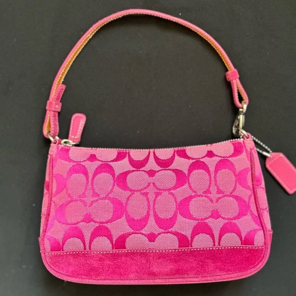 Coach HOT PINK Signature Logo Demi Mini Canvas bag - Picture 2 of 15